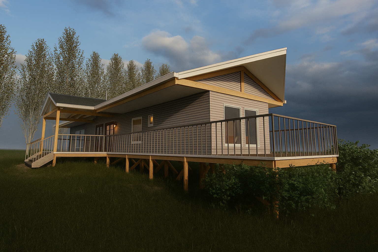 Vista nocturna del inmueble